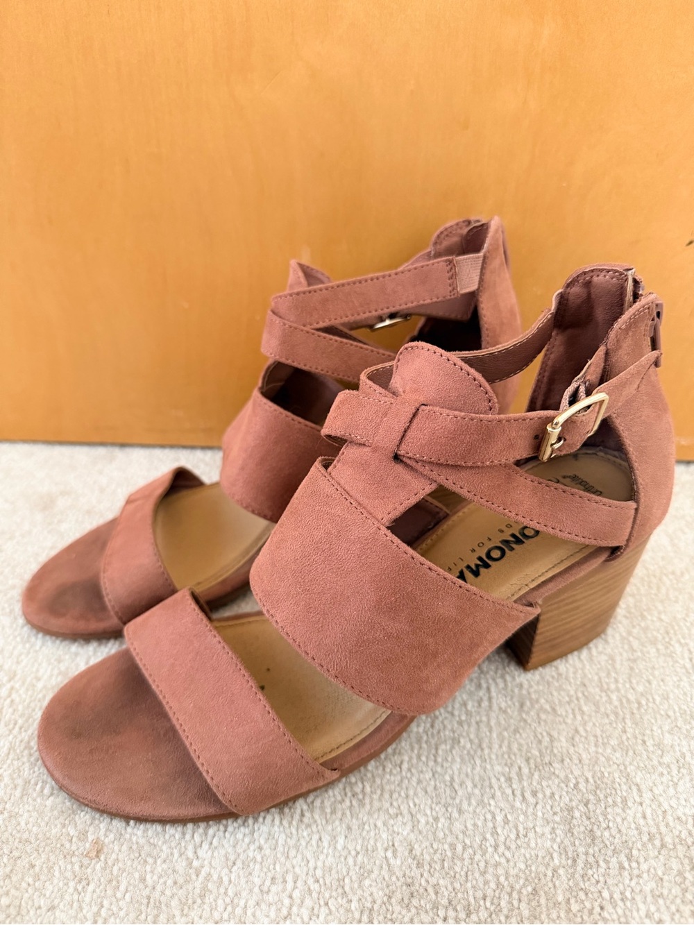 Sonoma Rose Suede Strappy Block Heel Sandals - Ortholite insoles